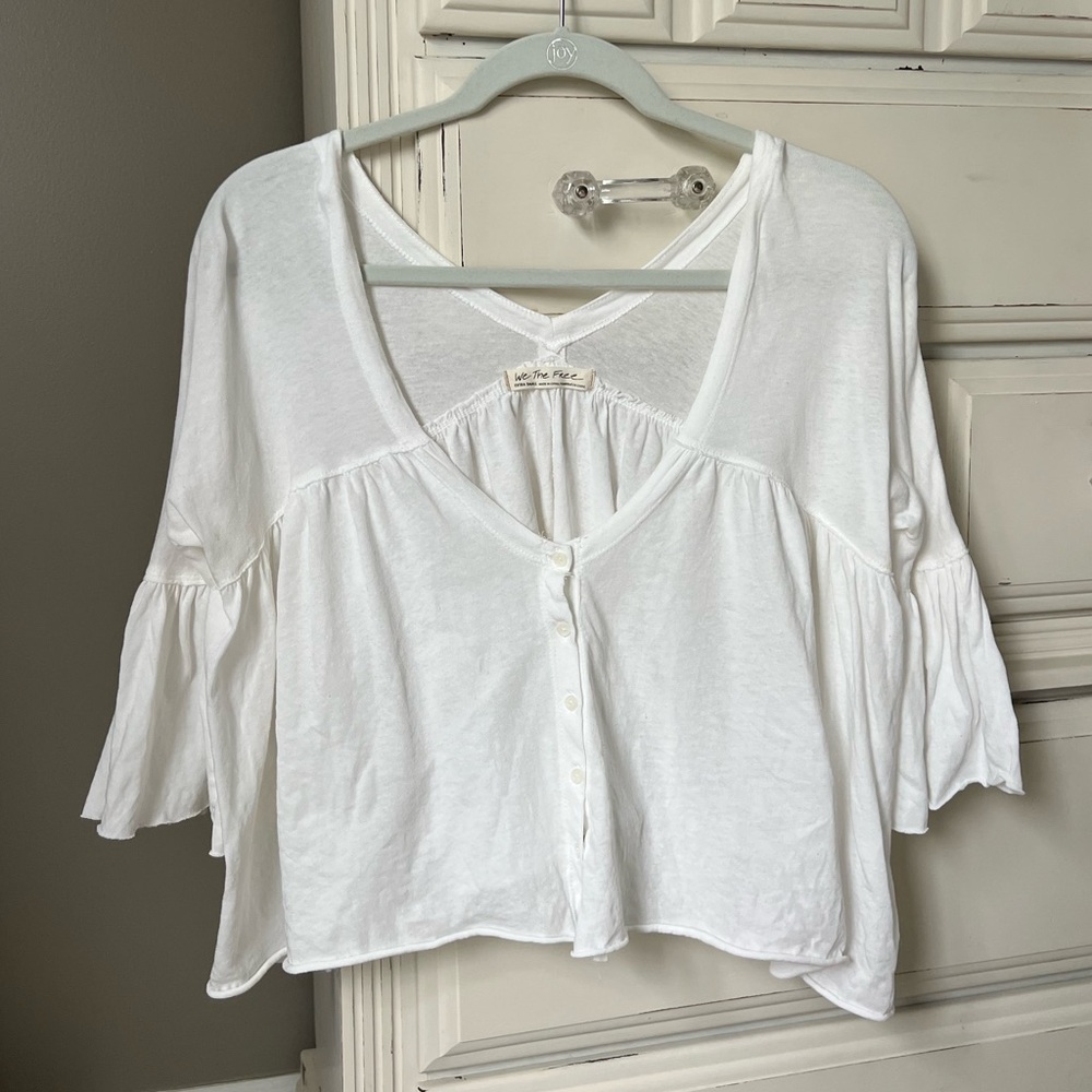 We The Free White Button-Up Top NWOT